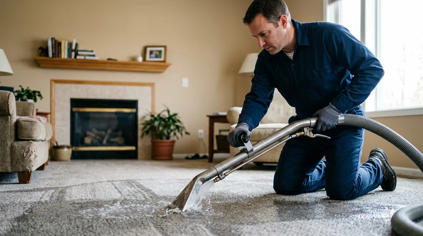 Water damage restoration technician working near Gibson, IA